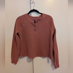 Old Navy Chunky Waffle Knit Henley Top Dusty Rose Pink Size Medium
